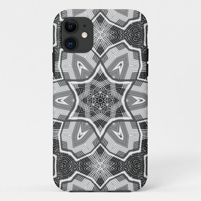Geometrisches weißes, schwarzes Lochmuster Case-Mate iPhone Hülle (Rückseite)