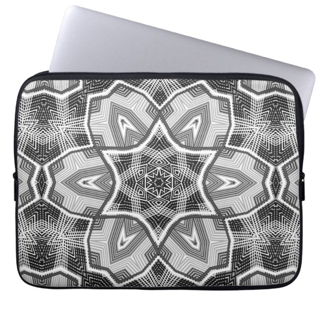 Geometrisches weißes, schwarzes Lochmuster Laptopschutzhülle (Vorderseite)