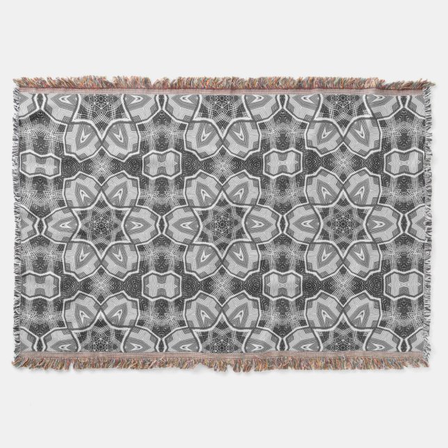 Geometrisches weißes, schwarzes Muster Decke (Vorderseite)