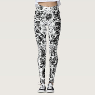 Geometrisches weißes und schwarzes Lochmuster Anna Leggings