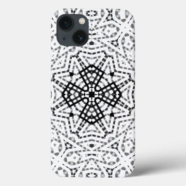 Geometrisches weißes und schwarzes Lochmuster Elsa Case-Mate iPhone Hülle (Rückseite)