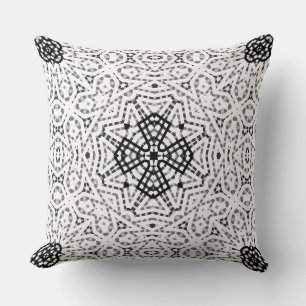 Geometrisches weißes und schwarzes Lochmuster Elsa Kissen