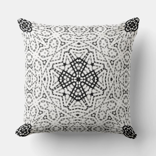 Geometrisches weißes und schwarzes Lochmuster Elsa Kissen (Vorderseite)