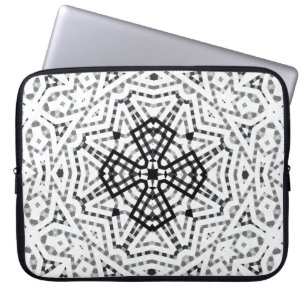 Geometrisches weißes und schwarzes Lochmuster Elsa Laptopschutzhülle