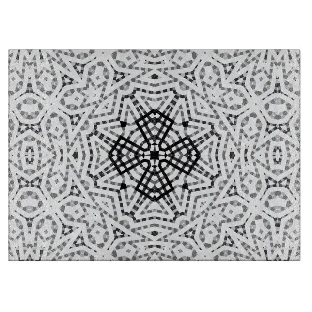Geometrisches weißes und schwarzes Lochmuster Elsa Schneidebrett (Vorderseite)