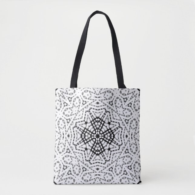 Geometrisches weißes und schwarzes Lochmuster Elsa Tasche (Vorderseite)