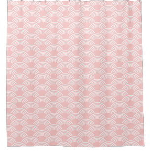 Geometrisches Wellenmuster in Rosa Duschvorhang