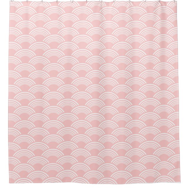 Geometrisches Wellenmuster in Rosa Duschvorhang (Vorderseite)