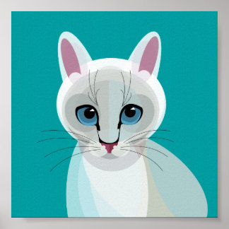 Geometrisches White Cat Illustrations-Poster Poster