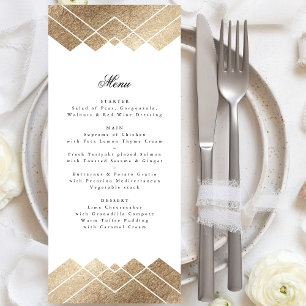 Geometrisches White Gatsby Deko Wedding Menu Menükarte