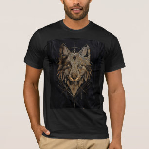 Geometrisches Wolf-Stammes-T-Shirt Schwarz T-Shirt