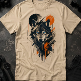 Geometrisches Wolf-T-Shirt | Minimalistisches Graf T-Shirt