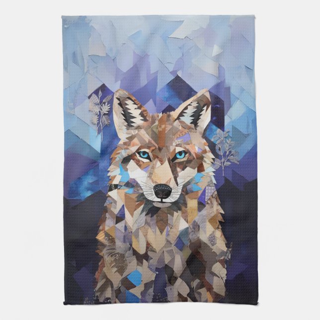 Geometrisches Wolfshändchen Geschirrtuch (Vertikal)