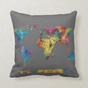 Geometrisches World Map Pillow Kissen