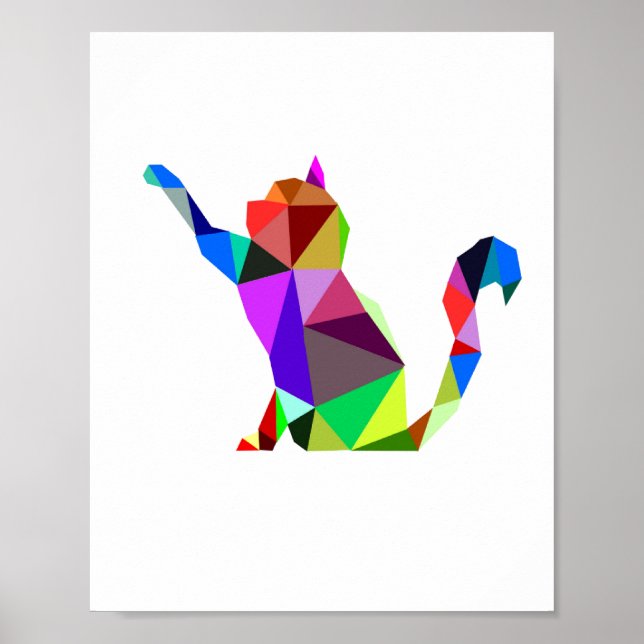 Geometrisches WPAP Cat Design 2 | Gedruckt | Wall  Poster (Vorne)
