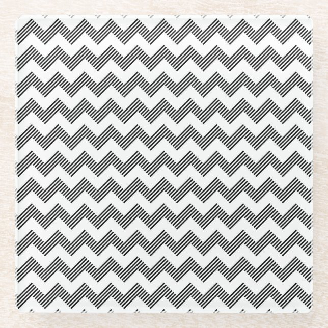 Geometrisches Zickzackmuster Glasuntersetzer (Vorderseite)