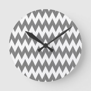 Geometrisches Zickzackmuster Runde Wanduhr