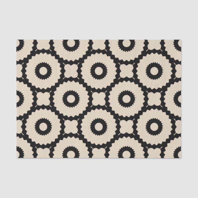 Geometrisches Ziermuster aus schwarz und Beige Seidenpapier (Vorderseite)
