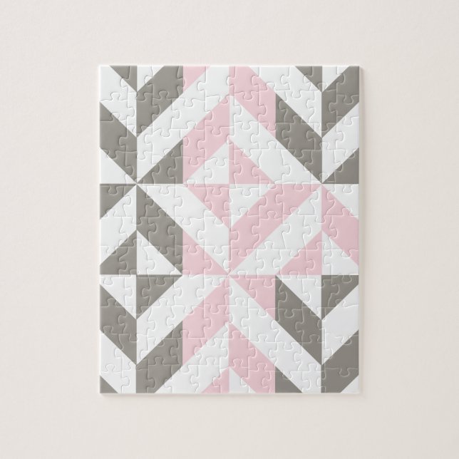 Geometrisches ZigZag für Rosa und Silber (Vertikal)