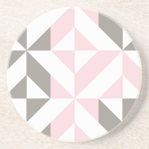 Geometrisches ZigZag für Rosa und Silber Getränkeuntersetzer