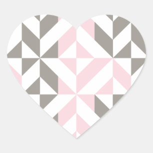 Geometrisches ZigZag für Rosa und Silber Herz-Aufkleber
