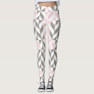 Geometrisches ZigZag für Rosa und Silber Leggings