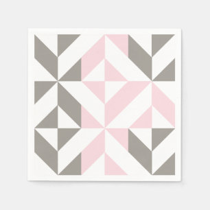 Geometrisches ZigZag für Rosa und Silber Serviette