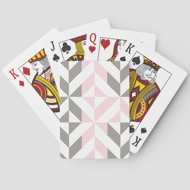 Geometrisches ZigZag für Rosa und Silber Spielkarten (Rückseite)