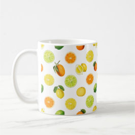 Geometrisches Zitrusfrucht-Erfrischungsmuster Kaffeetasse