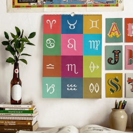 Geometrisches Zodiac : 12 Rashis und ihre Bedeutun Kalender