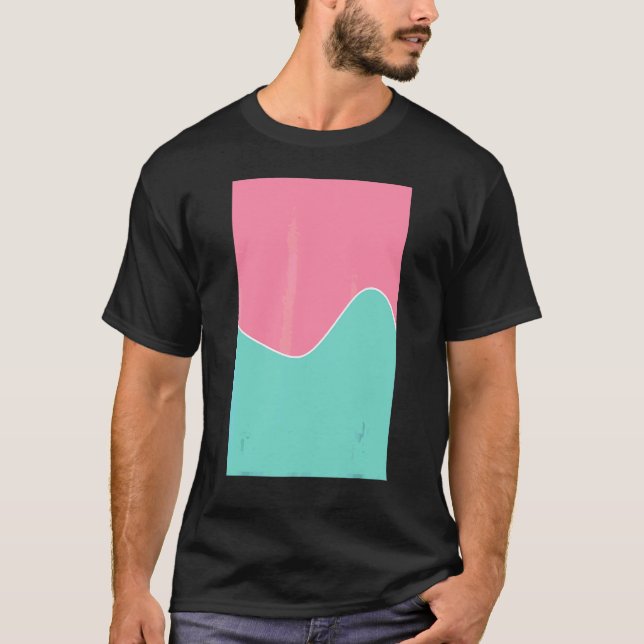 Geometrisches Zwei-Tonen-Wellenmuster-Baker Miller T-Shirt (Vorderseite)