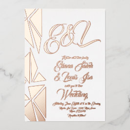 Geometry Blush Gold Hochzeit gepresst Folieneinladung