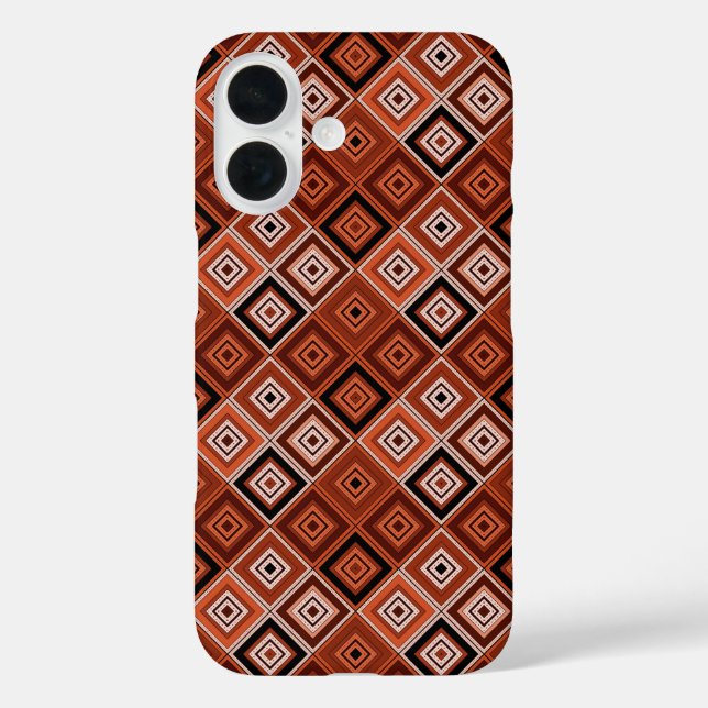 Geometry ethnic patchwork brown orange  iPhone 16 hülle (Rückseite)