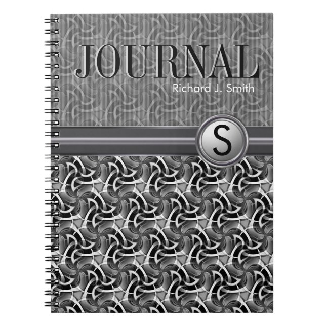 Geometry Hexagon Motif Black White Journal (Devant)