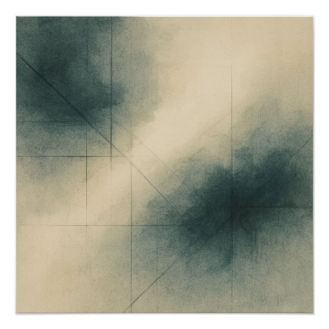 Geometry of Emotion Pt3 Japandi Teal Gray Poster (Vorderseite)