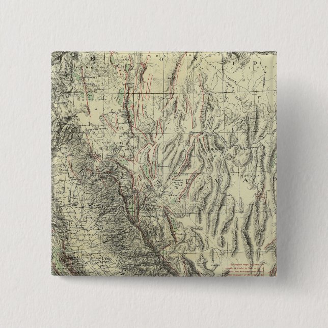 Geomorphe Karte, Kalifornien, Nevada Button (Vorderseite)