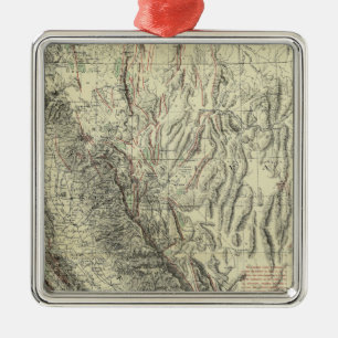 Geomorphic Karte, Kalifornien, Nevada Silbernes Ornament