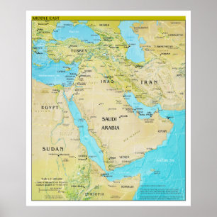 Geopolitische regionale Karte des Nahen Ostens Poster
