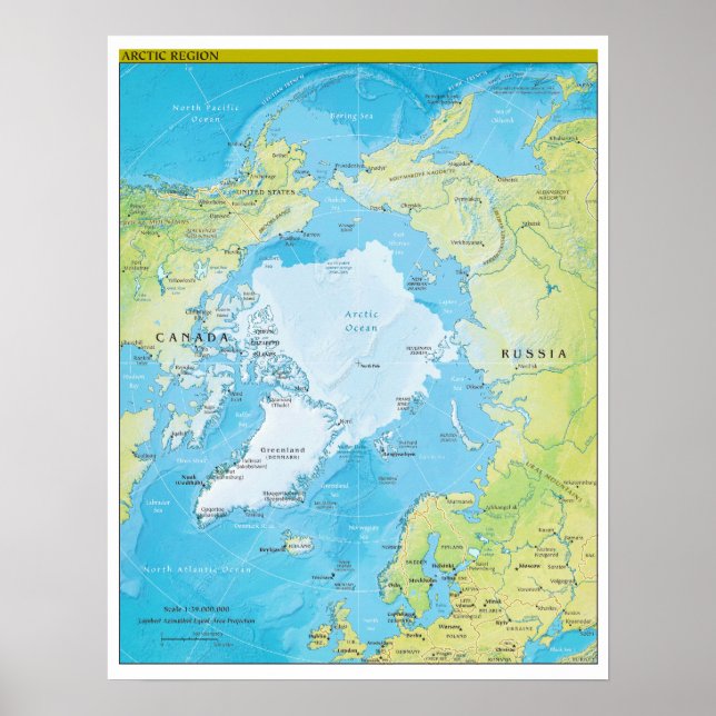 Geopolitische Regionalkarte der Arktis Poster (Vorne)