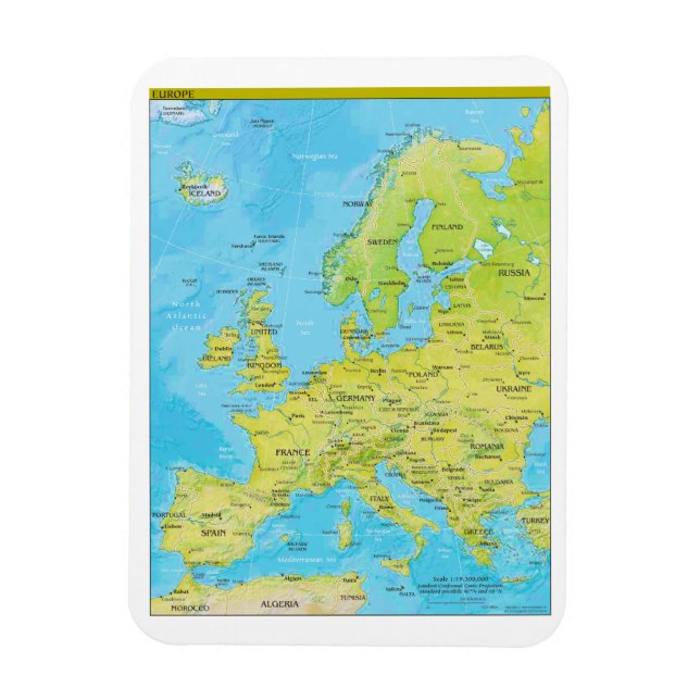 Geopolitische Regionalkarte Europas Magnet (Vertikal)