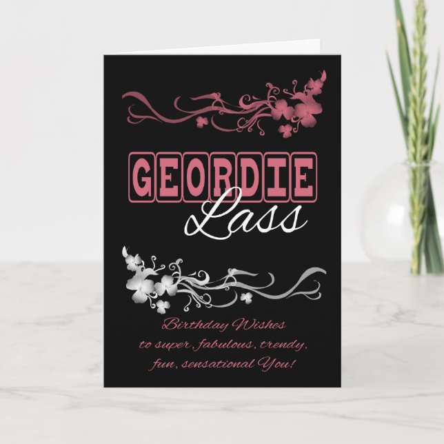 Geordie Lass Birthday Card with Blended Flowers Karte (Vorderseite)