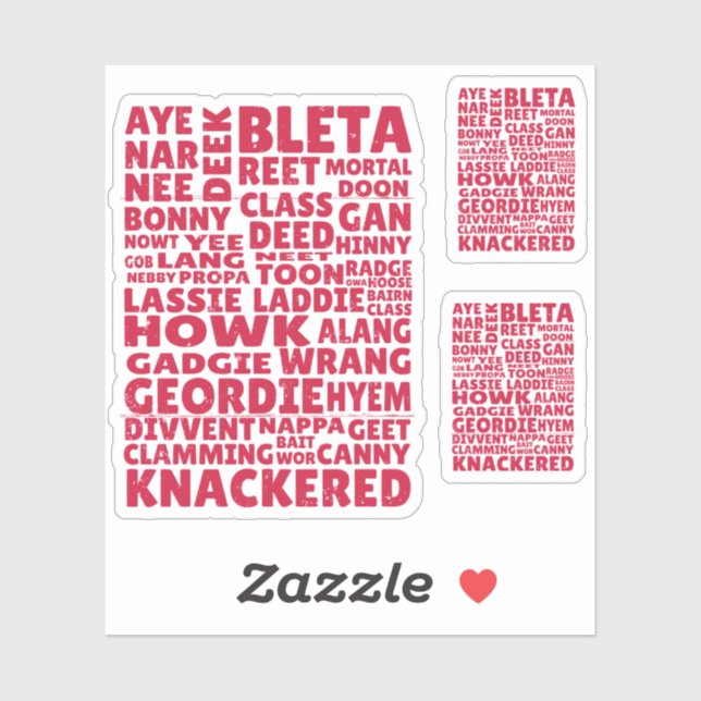 Geordie slang Northern English Aufkleber (Blatt)