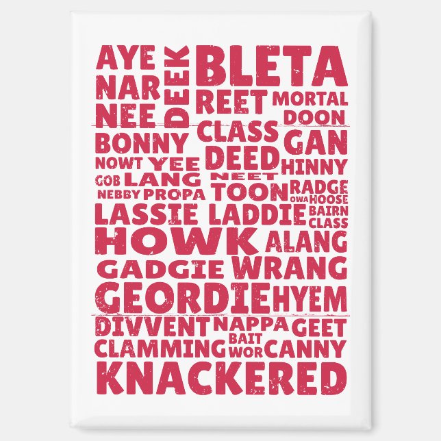 Geordie slang Northern English Magnet (Vorderseite)