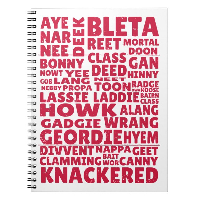 Geordie slang Northern English Notizblock (Vorderseite)