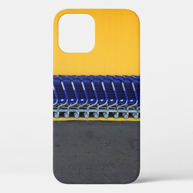 Geordnete blaue Lebensmittelkarren Case-Mate iPhone Hülle (Rückseite)