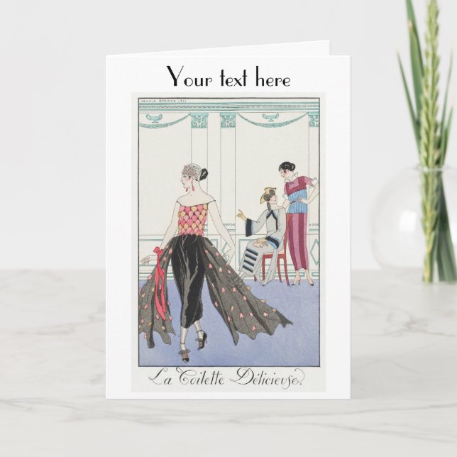 George Barbier Art Deco Fasho Danke der Karte (Vorderseite)