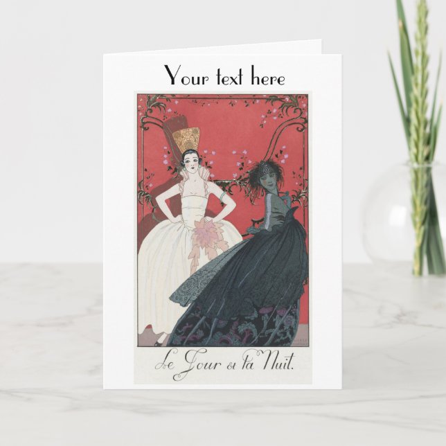 George Barbier Art Deco Fasho Danke der Karte (Vorderseite)