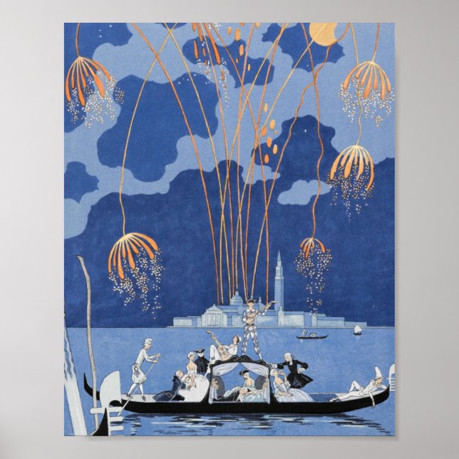George Barbier Feuerwerk in Venedig 1924 Poster (Vorne)