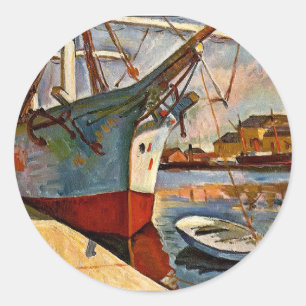 George Braques, Schiff in Le Havre, Runder Aufkleber