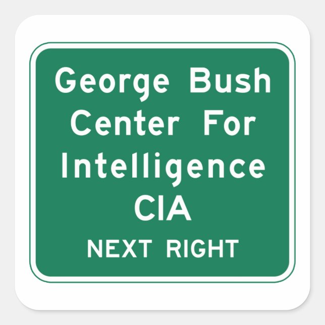 George Bush Centre, Road Sign, Virginia, USA Quadratischer Aufkleber (Vorderseite)
